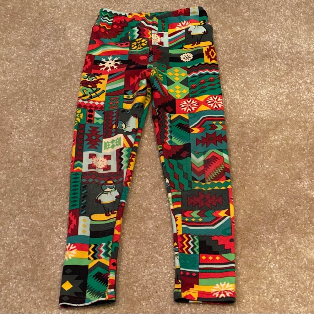 LuLaRoe kids leggings S/M Vintage Christmas